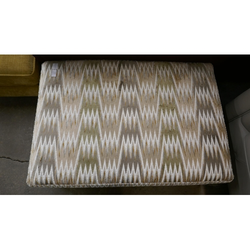 1304 - A stone and olive zig-zag upholstered footstool