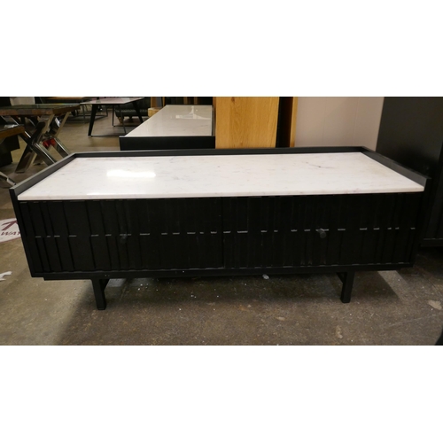 1471 - A bar code black and marble two drawer chest/coffee table  *This lot is subject to VAT