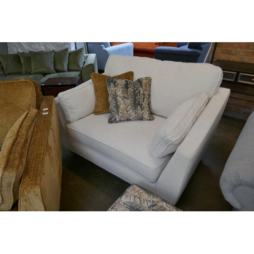 1492 - A Barker and Stonehouse ochre loveseat, an ivory two seater sofa and a footstool RRP £2539