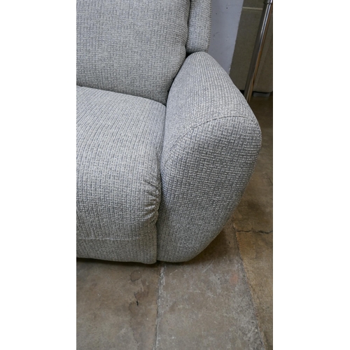 1494 - A grey weave reclining three seater sofa -slight wear