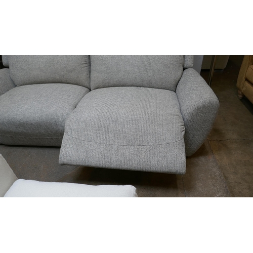 1494 - A grey weave reclining three seater sofa -slight wear