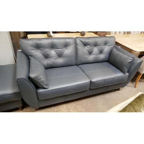 1495 - A blue leather Hoxton three seater sofa RRP £1959