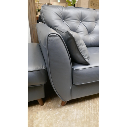 1495 - A blue leather Hoxton three seater sofa RRP £1959