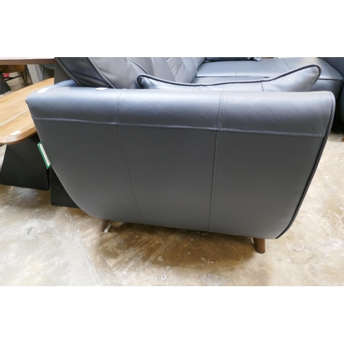 1496 - A blue leather Hoxton L shaped sofa RRP £2039