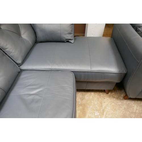 1496 - A blue leather Hoxton L shaped sofa RRP £2039