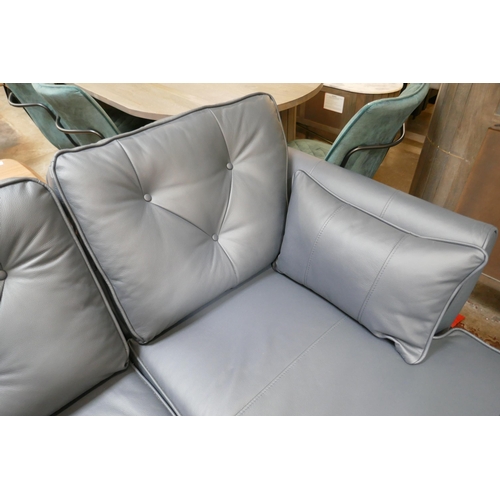 1496 - A blue leather Hoxton L shaped sofa RRP £2039