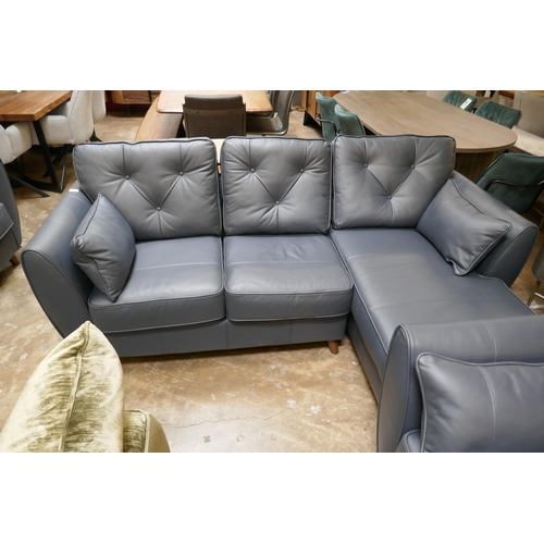 1496 - A blue leather Hoxton L shaped sofa RRP £2039