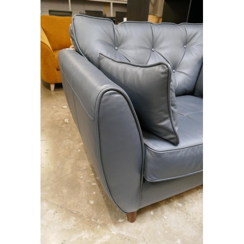 1497 - A blue leather Hoxton love seat RRP £1699