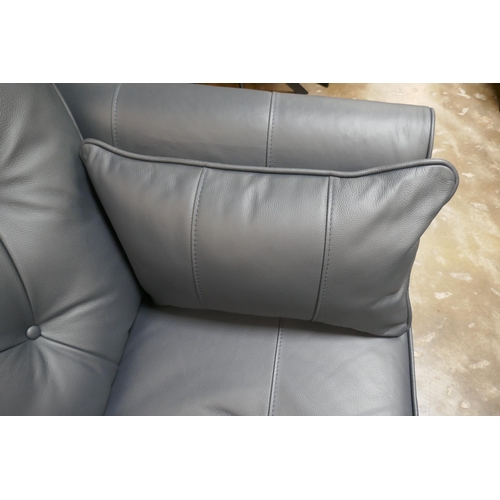 1497 - A blue leather Hoxton love seat RRP £1699