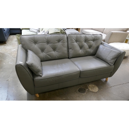 1498 - A grey leather Hoxton three seater sofa RRP £1959