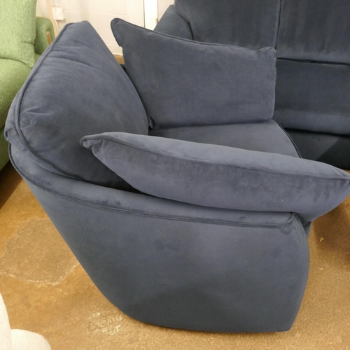 1504 - A Barker and Stonehouse blue velvet swivel armchair