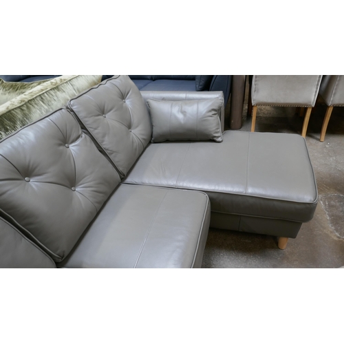 1510 - A grey leather Hoxton L shaped sofa RRP £1599