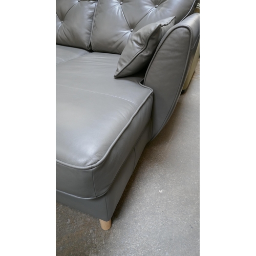 1510 - A grey leather Hoxton L shaped sofa RRP £1599