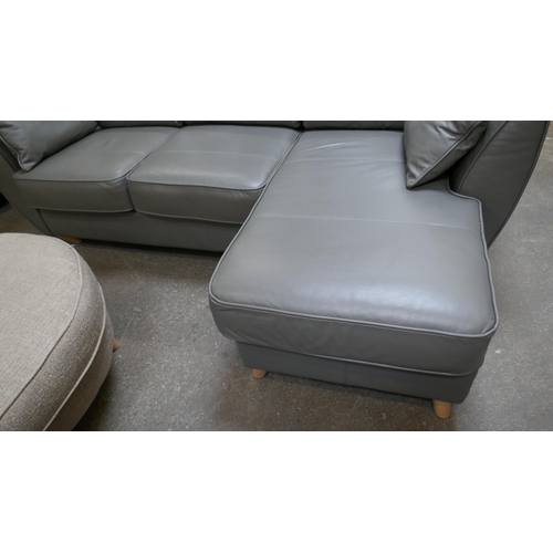 1510 - A grey leather Hoxton L shaped sofa RRP £1599