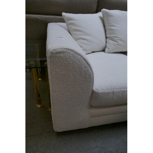 1514 - A white upholstered two seater sofa and footstool