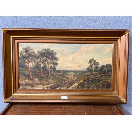 355 - F. Walters, rural woodland landscape, oil on canvas, framed