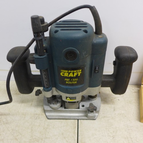 2042 - A Power Craft PBF 1200 router with 2 bit sets
