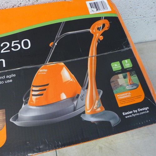 2200 - A Flymo Turbo Lite hover lawn mower and a Turbo Lite Mini Trim strimmer