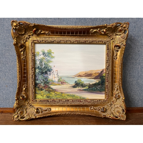 359 - Alan King, Cottage by the Sea, oil on canvas, framed