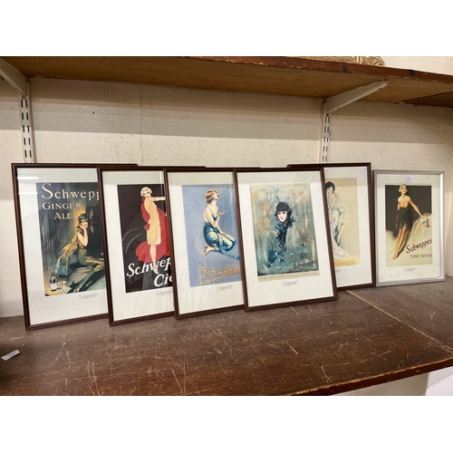 366 - Six Schweppes advertising prints, framed