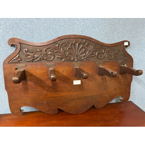 367 - An Edward VII carved mahogany coat rack and a box