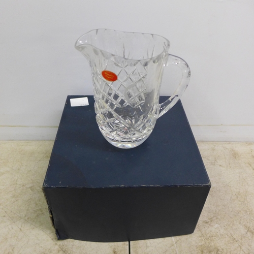 2068 - A Windsor Crystal Q.M.G.S glass jug
