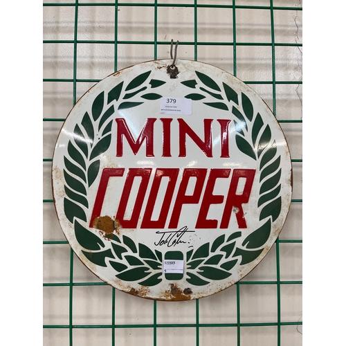 379 - A Mini Cooper enamelled advertising sign