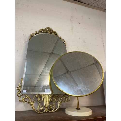 383 - A gilt framed mirror and a perspex mirror