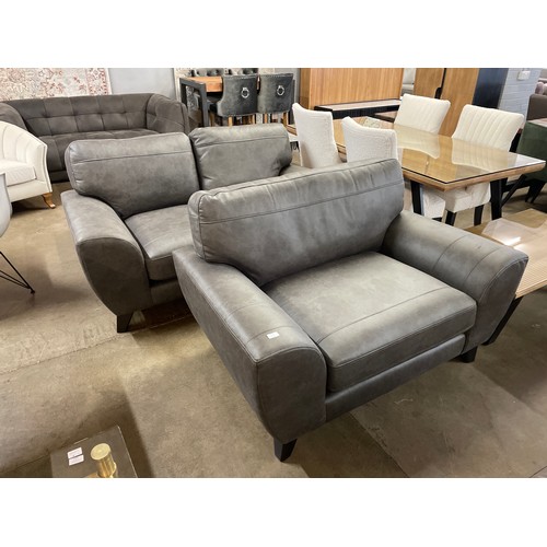 1359 - Black PU leather two seater sofa and loveseat
