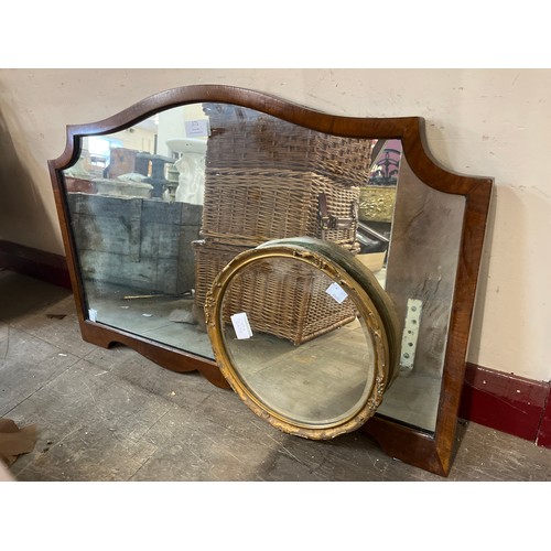 393 - A mahogany framed mirror and a small gilt mirror