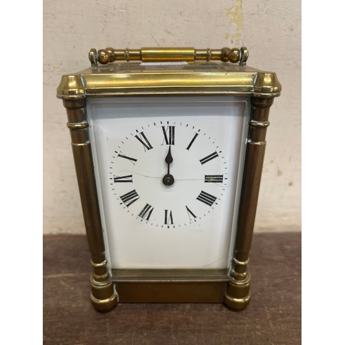 400 - A gilt metal carriage clock