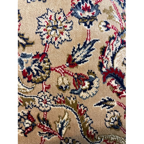 1345 - A gold grand full pile cashmere all over floral design rug, 230 x 160cm