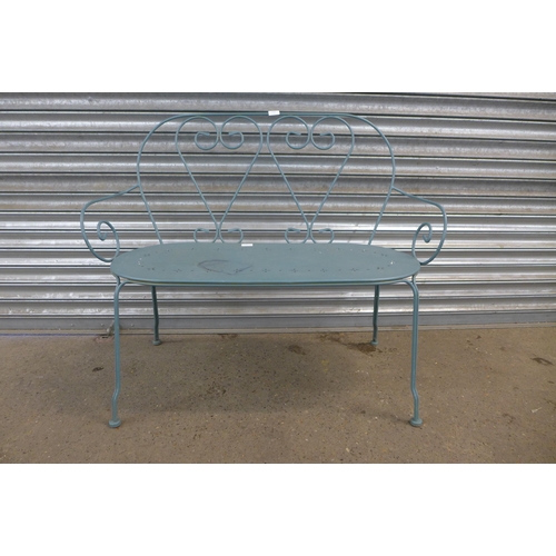 2183 - A green metal garden bench