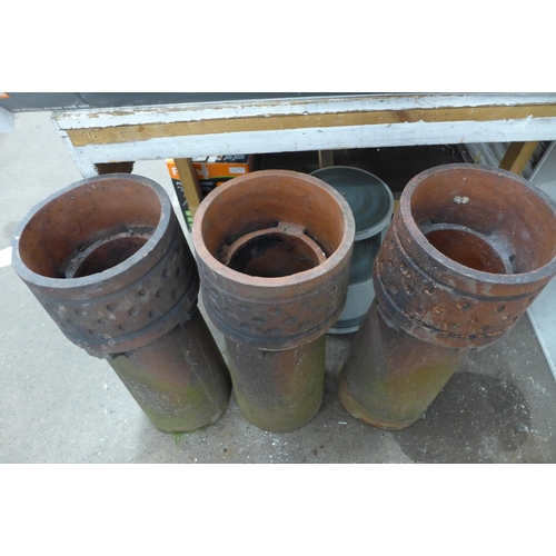 2187 - 3 terracotta chimney pots