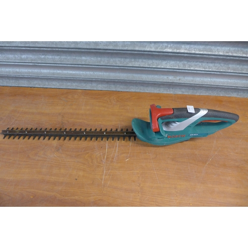 2196 - Two electric hedge cutters - B&Q hedge trimmer RTY450HTA and a Bosch AHS52Li cordless hedge trimmer ... 