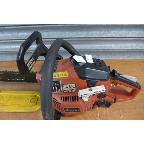 2197 - A Ryobi Power LT2 petrol hedge cutter and a Sovereign SCS 37/1 petrol chainsaw