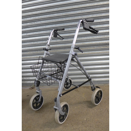 2238 - Collection of mobility aids - two walking frames, a folding wheelchair and a stepper exercise machin... 