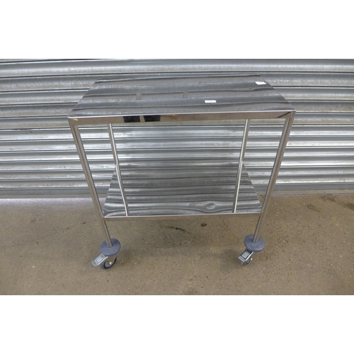 2249 - A two tiered stainless steel prep trolley - 75 x 45cm