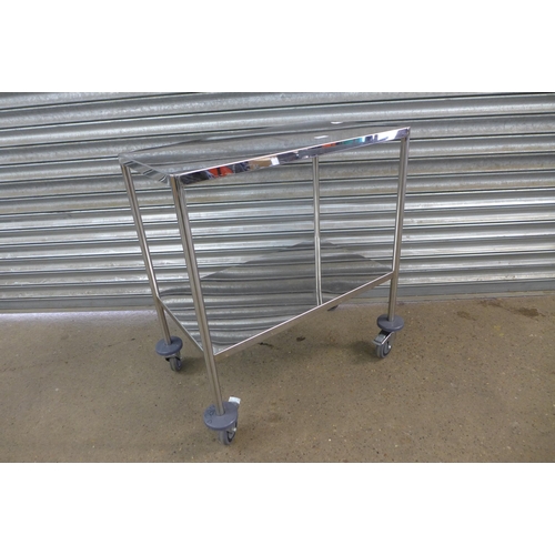 2249 - A two tiered stainless steel prep trolley - 75 x 45cm