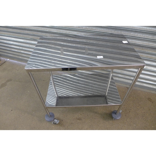 2249 - A two tiered stainless steel prep trolley - 75 x 45cm