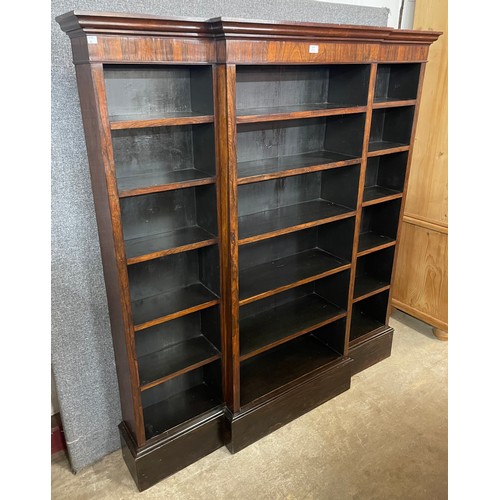 120 - A George IV rosewood breakfront open bookcase