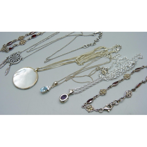 1003 - Five sterling silver necklaces and a bracelet