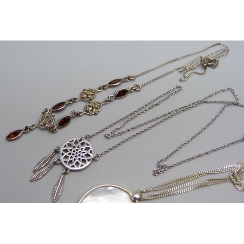 1003 - Five sterling silver necklaces and a bracelet