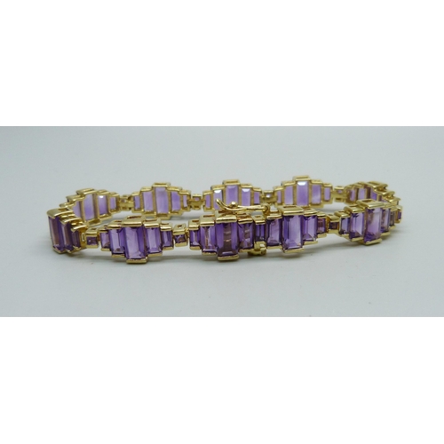 1005 - A 925 sterling silver gilt Zambian amethyst bracelet