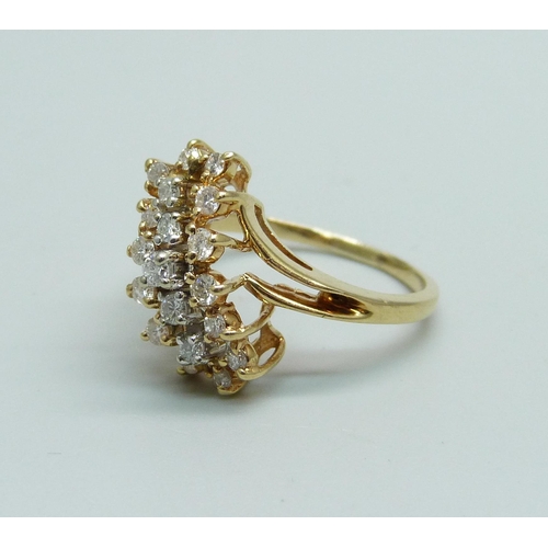 1045 - An 18ct gold and diamond ring, 4.4g, Q