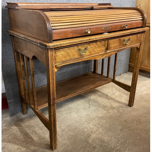 122 - An Edward VII mahogany tambour roll top clerks desk