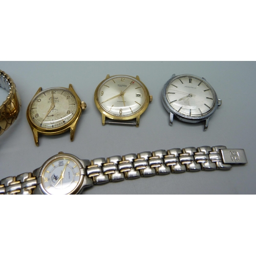 1072 - Five wristwatches; 1920's Rone, case back a/f, Ingersoll, Elco, Caravelle and Beverley Hills Polo Cl... 