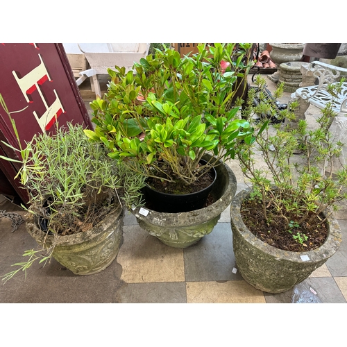 311 - Three concrete garden planters