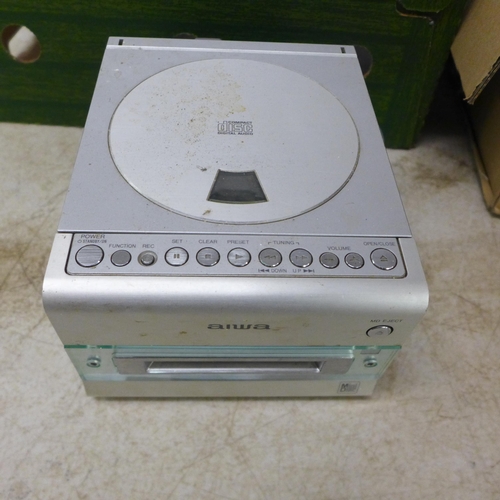 2118 - An Awia FM-LMD200 mini disk player and 8 assorted speakers with 2 Panasonic WV-CP150 cameras and a C... 
