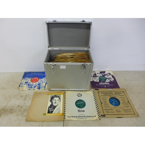 2119 - A quantity of approx 70 assorted 78rpm records stored in an aluminium case